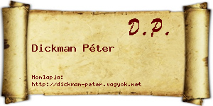 Dickman Péter névjegykártya